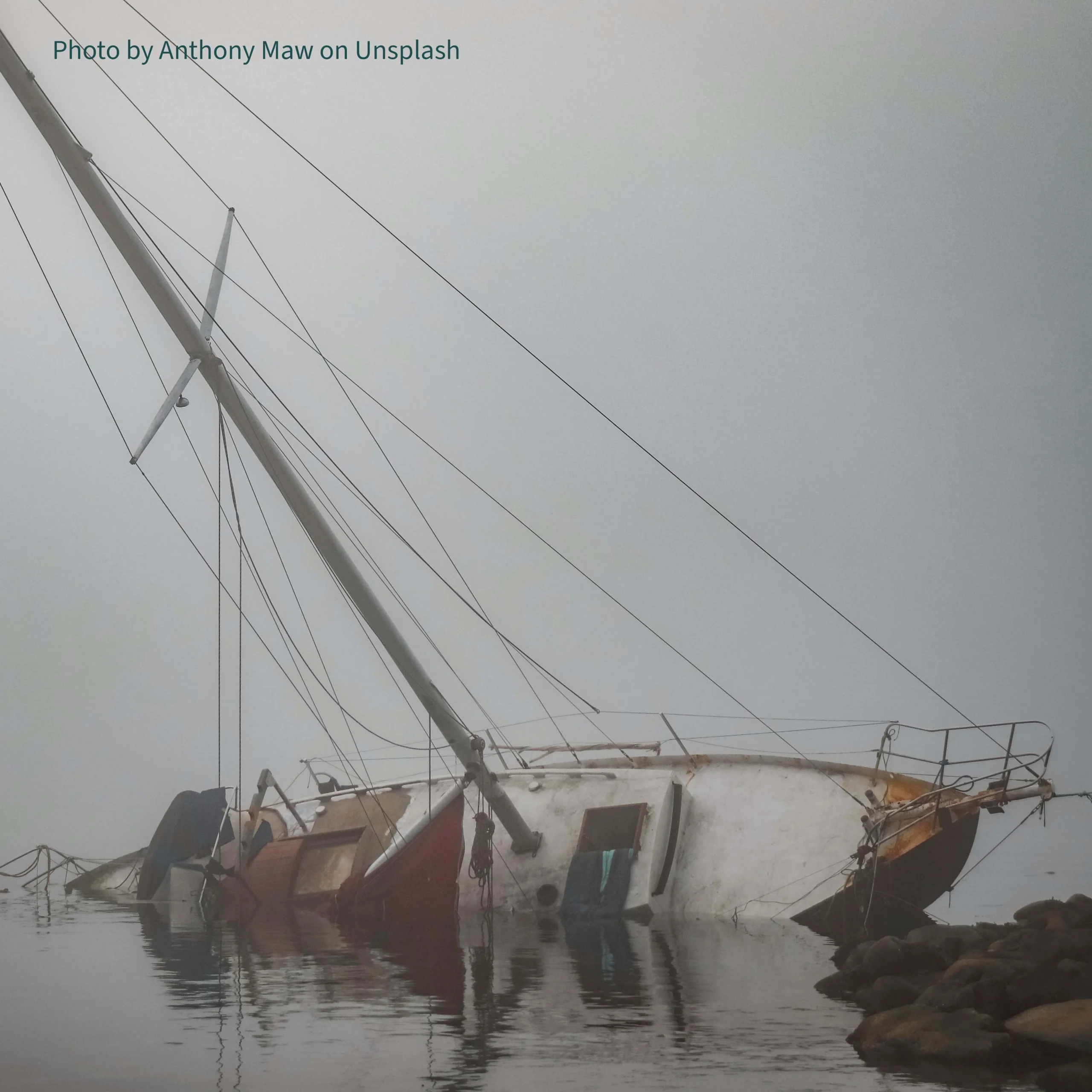 Half sunk boat